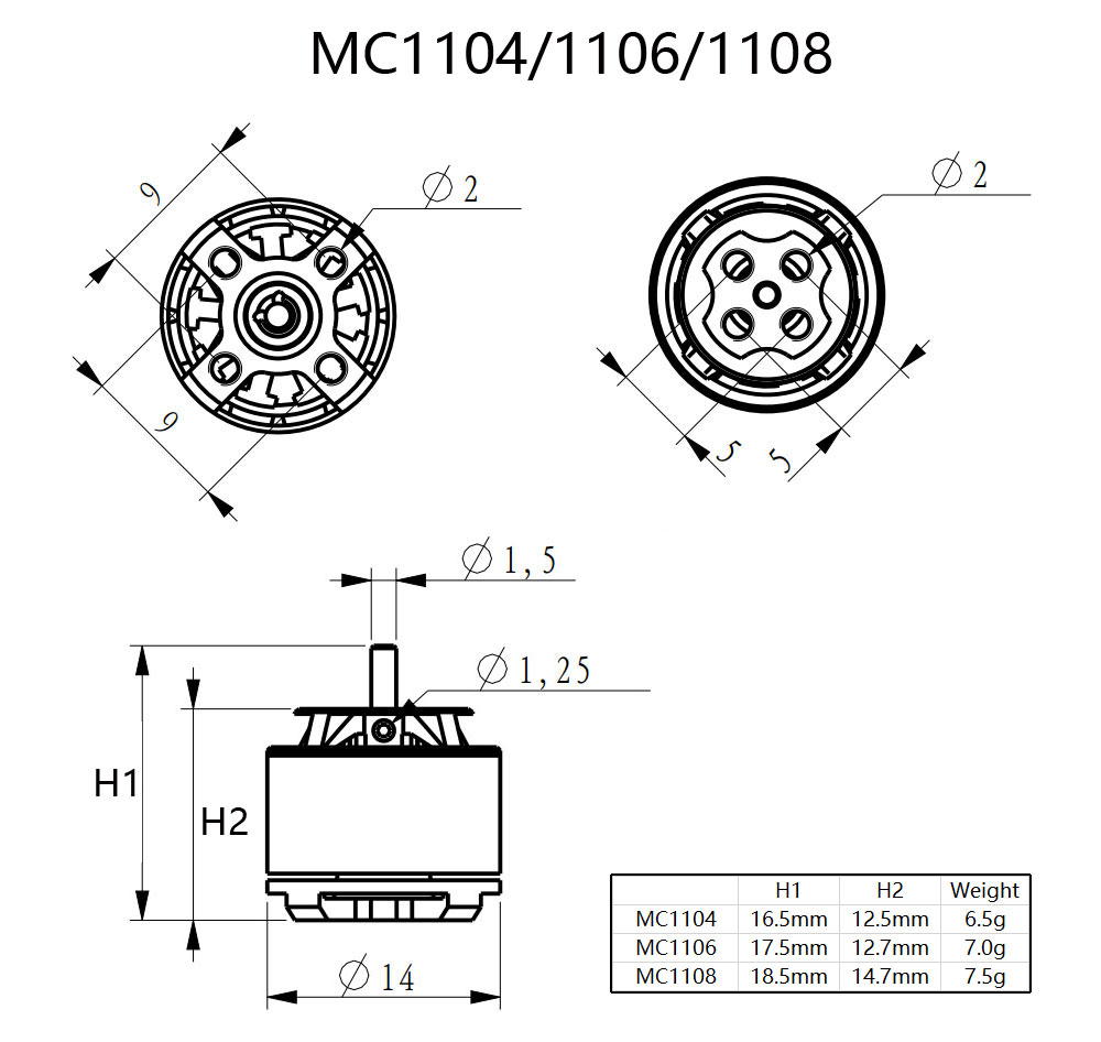 AEORC MC1104 3550KV Micro Bors - Brushless Motor Thrust Test Stand recensie en prijs